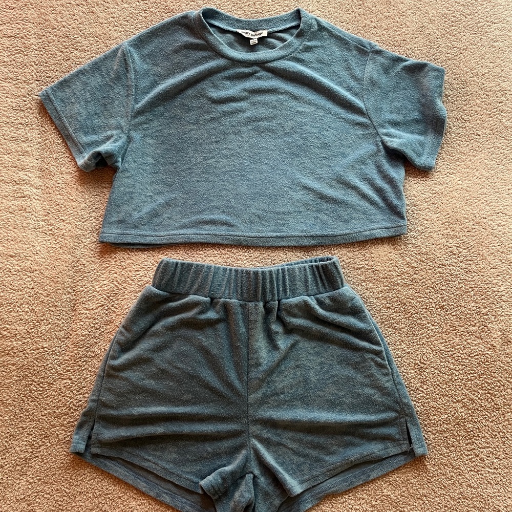 Sundry Women's Blue Terrycloth Coverup Set